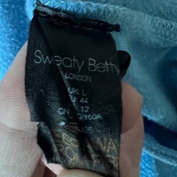 Sweaty Betty Blue Cowl Neck Hoodie Sweatshirt Womens Size 12 - Picture 11 of 16